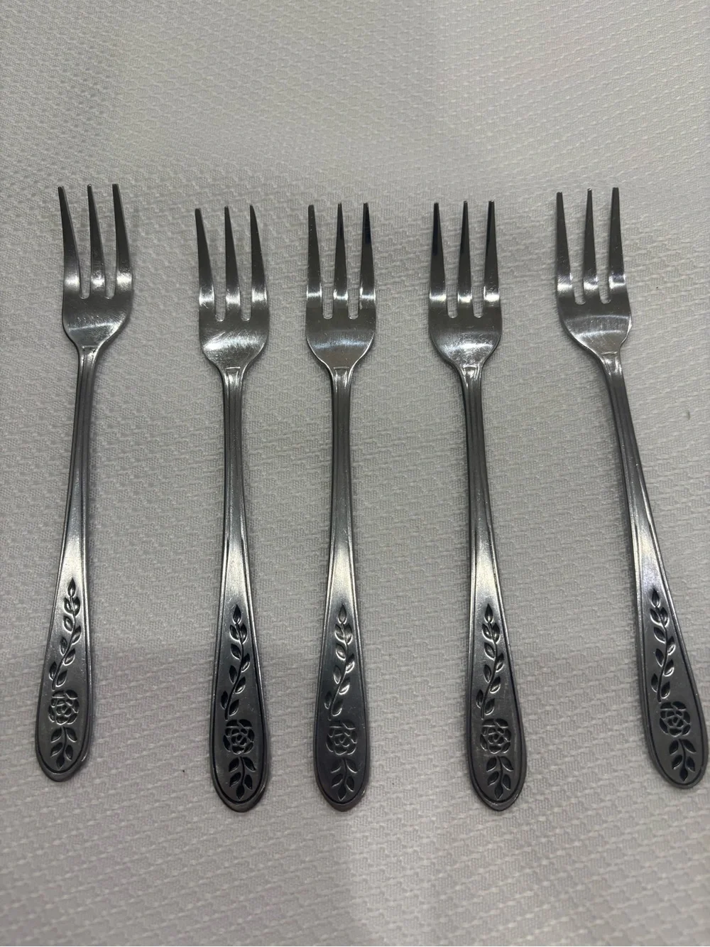 Vtg Rogers Floral Mist Stainless Steel Appetizer Forks Set of 5 Retro MCM